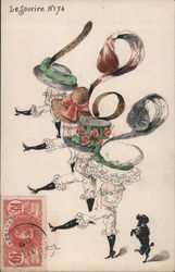 Women with big whimsical hats Postcard