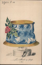 Big Blue Hat with Flowers lamp shade Postcard