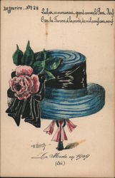 Big Blue Hat with a Black Band and a Flower Postcard
