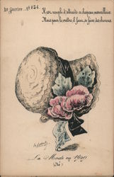 Woman with Big White Bonnet with Flowers Postcard