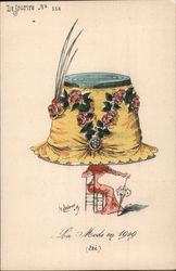 Woman Sitting on Chair Hiding Under Big Yellow Hat Postcard