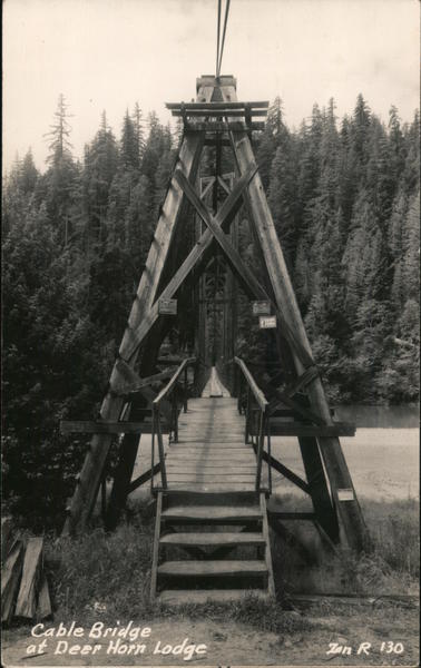 Cable bridge at Deer Horn Lodge Miranda California