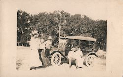 Family on outing in their Model T Era Car Postcard