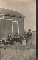 Farm Men Boiling a large Vat Postcard