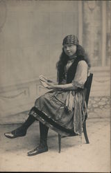 Gypsy Girl with Playing Cards Postcard