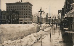 View Down Pike's Peak Ave, Antlers Hotel in Winter Postcard