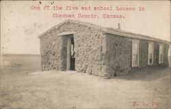 One of Five Sod School Houses Postcard