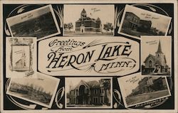 Greetings from Heron Lake, MN Minnesota Postcard Postcard Postcard