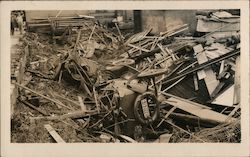1925 Tornado Wreckage of building and motor vehicles Postcard