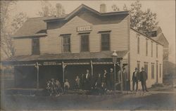 People in Front of Hotel - Post Office Hazel Run, MN Postcard Postcard Postcard