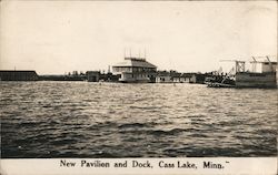 New Pavilion and Dock, Cass Lake, Minn Postcard