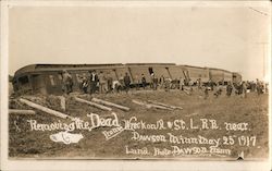 1917 Removing the Dead from a Train Wreck Dawson, MN Postcard Postcard Postcard