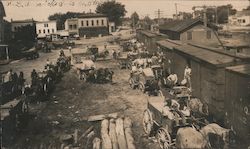 Wagons waiting to unload Potatoes, Railroad Depot Elk River, MN Postcard Postcard Postcard