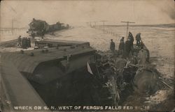 Railroad Wreck West of Fergus Falls Postcard