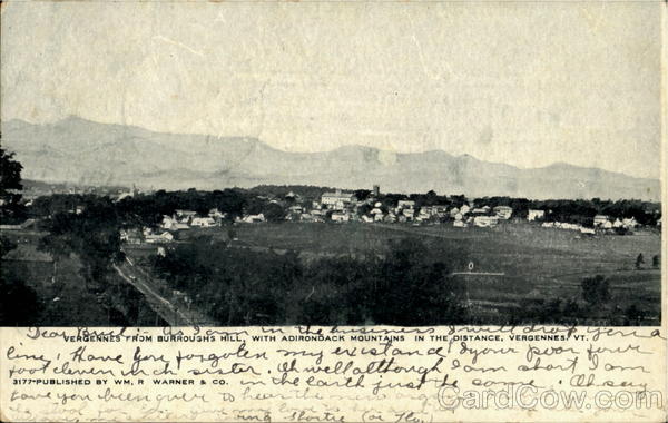 Vergennes From Burroughs Hill, With Adirondack Mountains In The Distance Vermont