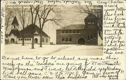 Free Baptist Church/High School Postcard