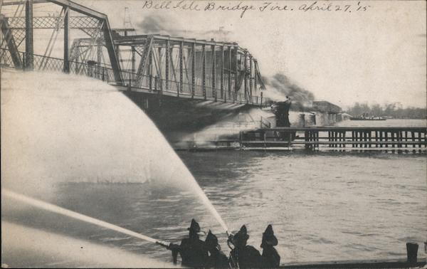 Bell Isle Bridge Fire Detroit Michigan