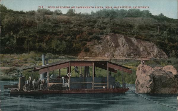 Gold Dredging on the Sacramento River Marysville California
