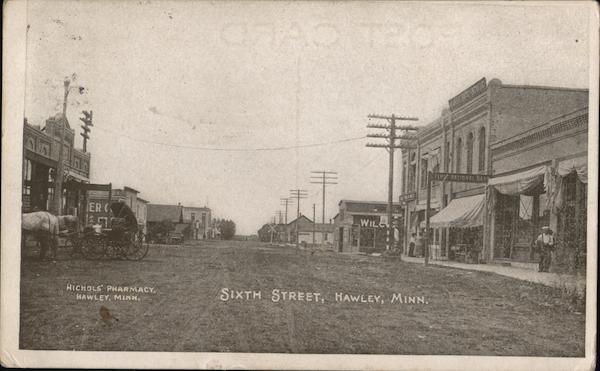 Looking Along Sixth Street Hawley Minnesota