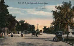 Belle Isle Bridge Approach, Detroit, Mich. Postcard