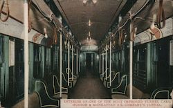 Interior of One of the Most Improved Tunnel Cars, Hudson & Manhattan R.R. Company's Tunnel Postcard