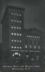 Sherman Block and Masonic Hall Postcard