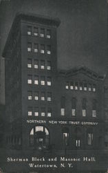 Sherman Block and Masonic Hall Watertown, NY Postcard Postcard Postcard