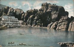 Hotel and Rocks, Sylvan Lake Postcard