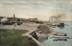 Levee Park and Steamboat Landing Burlington, IA Postcard Postcard Postcard