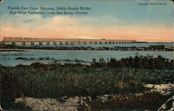 Florida East Coast Railway, Bahia Honda Bridge, Key West Extension, Over-Sea Route Postcard