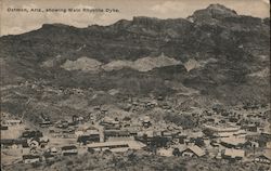 Main Rhyolite Dyke: Black and white photo of city in valley of mountain Postcard