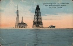 Approaching Sand Key Light House and Weather bureau Station Postcard