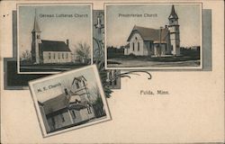 Three Churches in Minnesota Fulda, MN Postcard Postcard Postcard