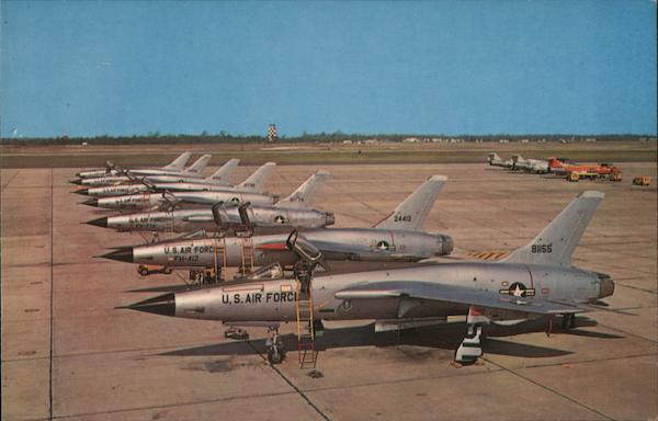 Seven F-105 Thunderchief jet fighter-bombers Eglin Florida