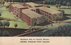 Residence Hall for Sorority Women at Central Missouri State College Postcard