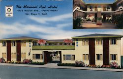 The Mermaid Apt. Hotel San Diego, CA Postcard Postcard Postcard