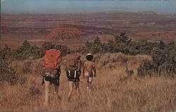Girl Scout National Center West, 3 hikers in meadows, mesa, and canyons Postcard
