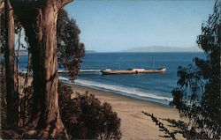 The Pier and Concrete Ship at Seacliff State Park Aptos, CA Max Mahan Postcard Postcard Postcard