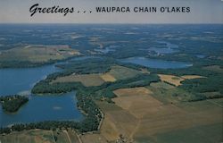 Aerial View of Waupaca's Chain O'Lakes Postcard