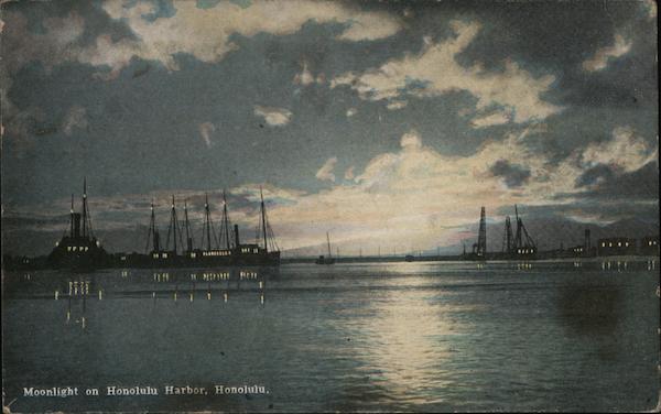 Moonlight on Honolulu Harbor Hawaii