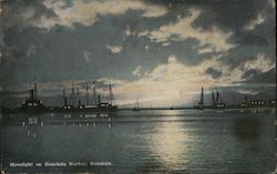 Moonlight on Honolulu Harbor Postcard