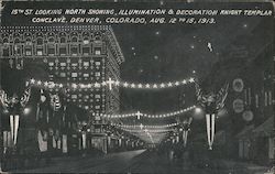 15th St. Looking North Showing Illumination & Decoration Knight Templar Concave Postcard