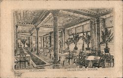 Sketch of Restaurant in Brown Palace Postcard
