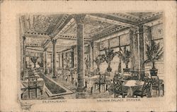 Sketch of Restaurant in Brown Palace Postcard