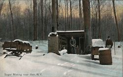 Sugar Making Near Ilion, N.Y. Postcard