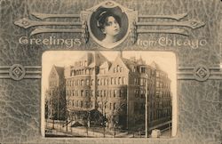 Greetings from Chicago - Inset Photo of St. Joseph Hospital Illinois Postcard Postcard Postcard