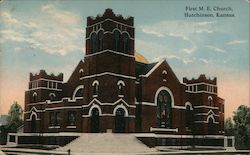 First M. E. Church Hutchinson, KS Postcard Postcard Postcard