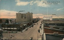 Main Street, Looking South Hutchinson, KS Postcard Postcard Postcard