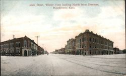 Main Street, Winter View Looking North From Sherman Postcard