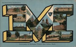 University Of Michigan Views Postcard